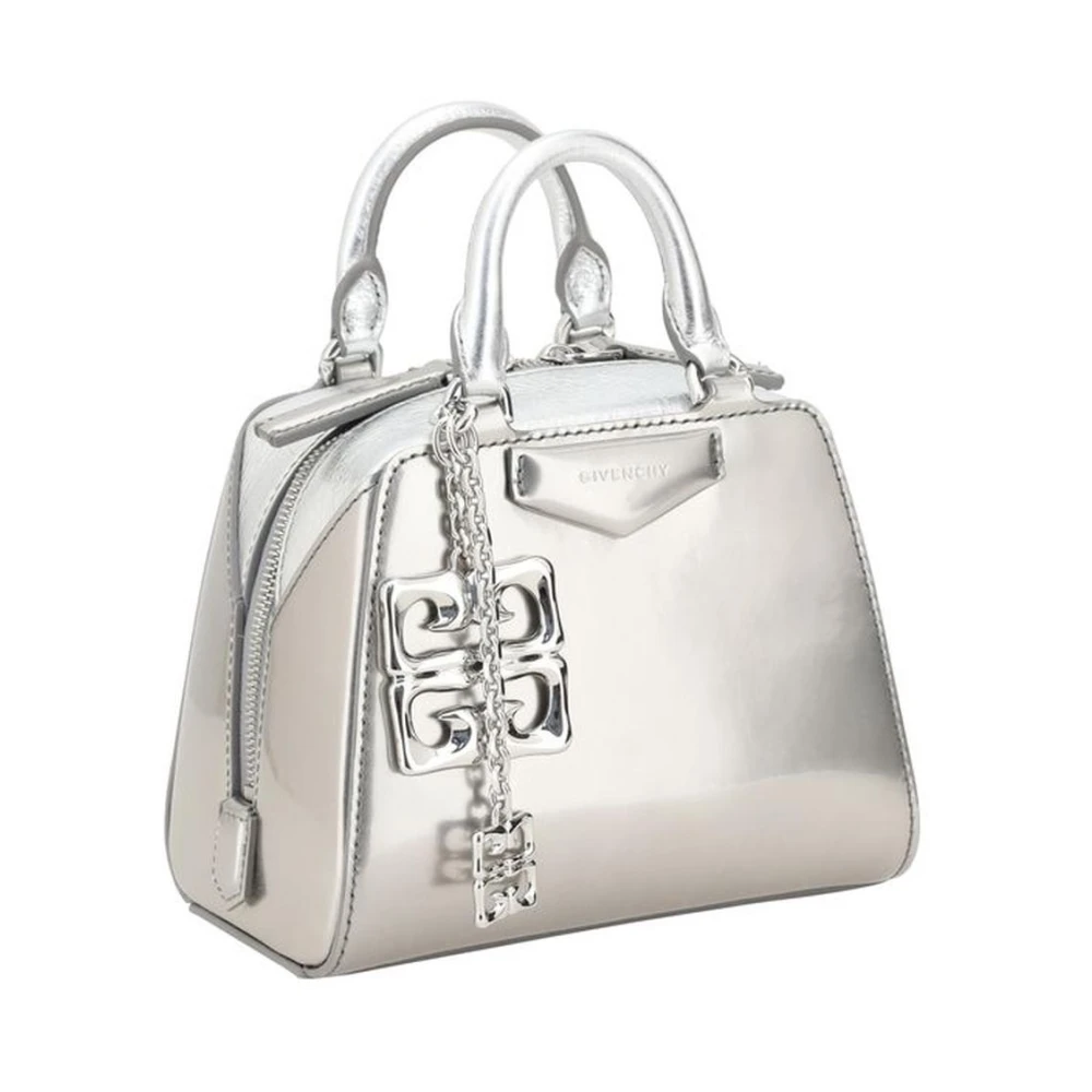 Givenchy Cube Leren Schoudertas met Handtekeningdetails Gray Dames
