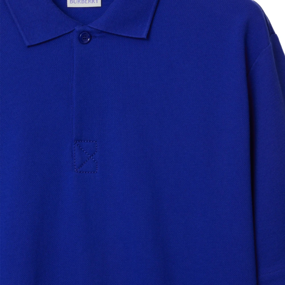 Burberry Blauw Polo Shirt met Witte Omkeerbare Kraag Blue Heren