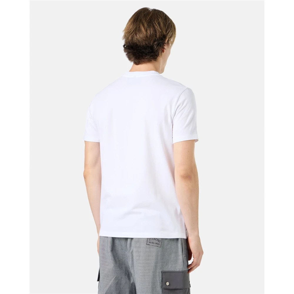 Iceberg Slim-fit wit T-shirt in stretch jersey met Garfield-print en logo White Heren