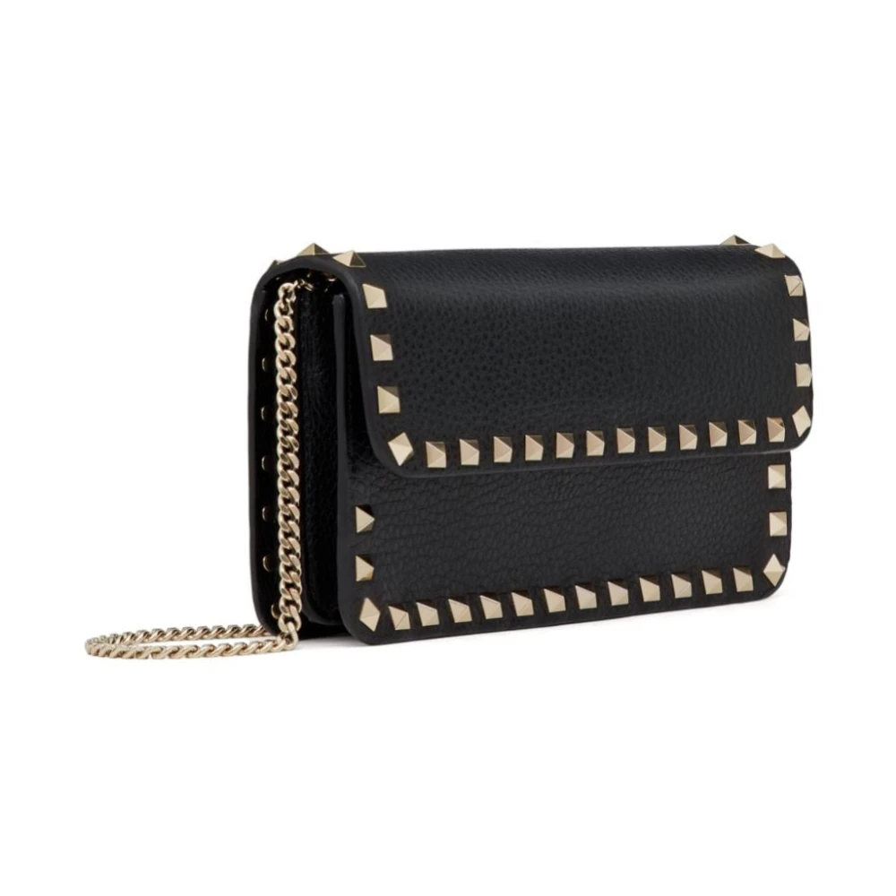 Valentino Garavani Zwarte Studs Ketting Portemonnee Tas Black Dames