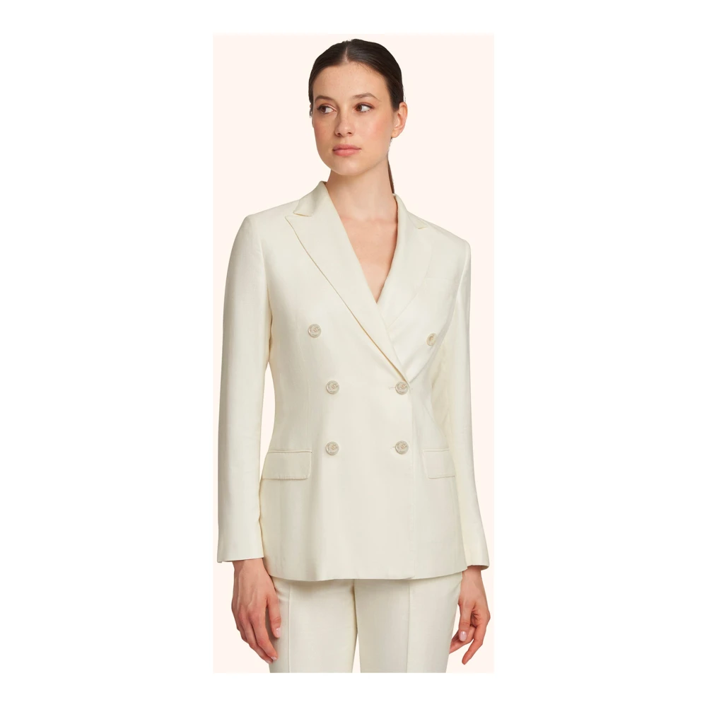 Kiton Dubbelbreasted Viscosejasje White Dames