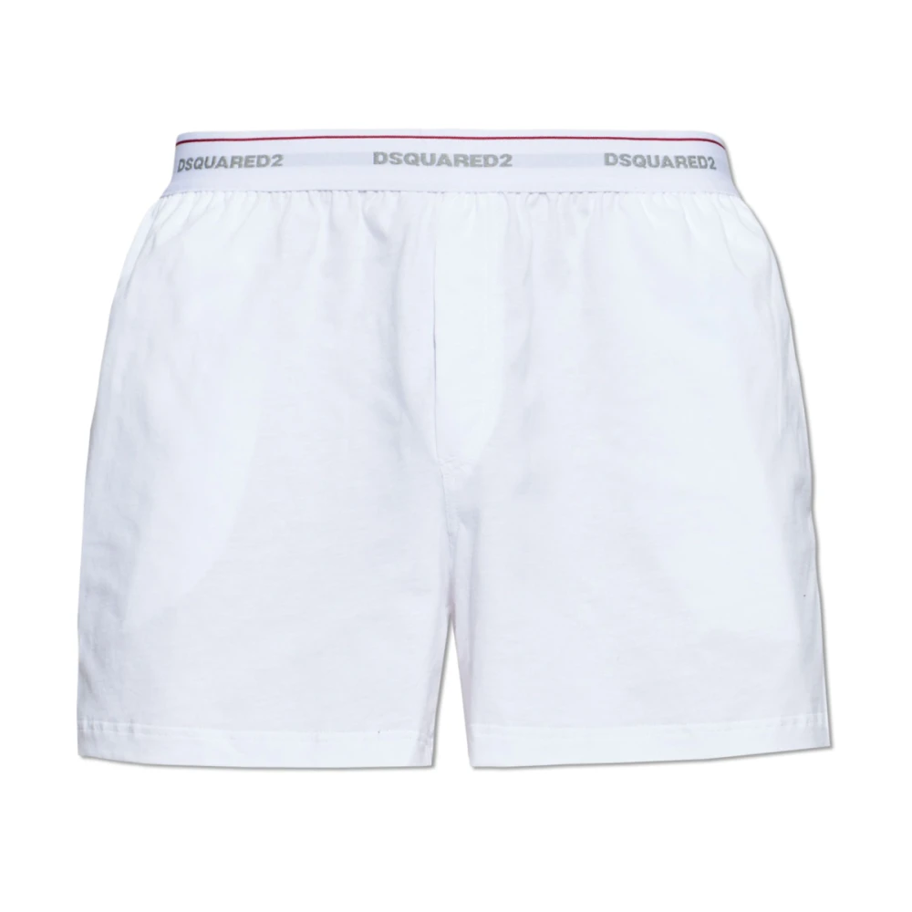 Dsquared2 Uomo Bianco - Cotton Boxers With Logo - Underwear - L