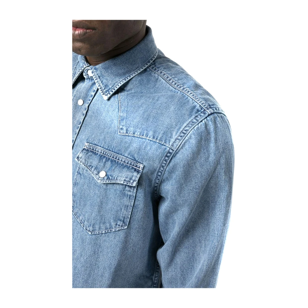 Woolrich Casual Herenoverhemden Blue Heren