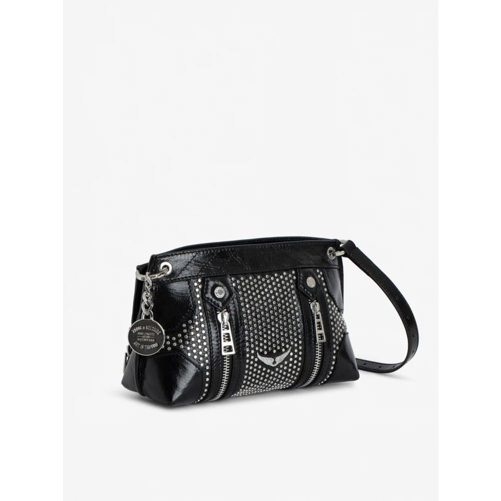 Zadig & Voltaire Zwarte Leren Crossbody Tas met Metalen Details Black Dames