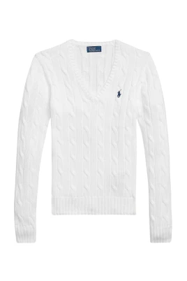Cotton Cable-Knit V-Neck Sweater