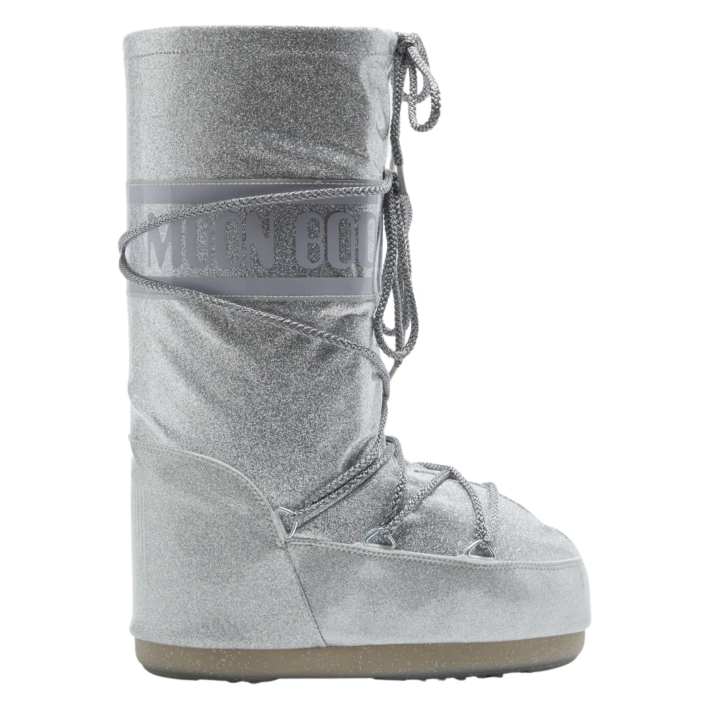 Moon Boot Unisex Silver Glitter Icon Boots