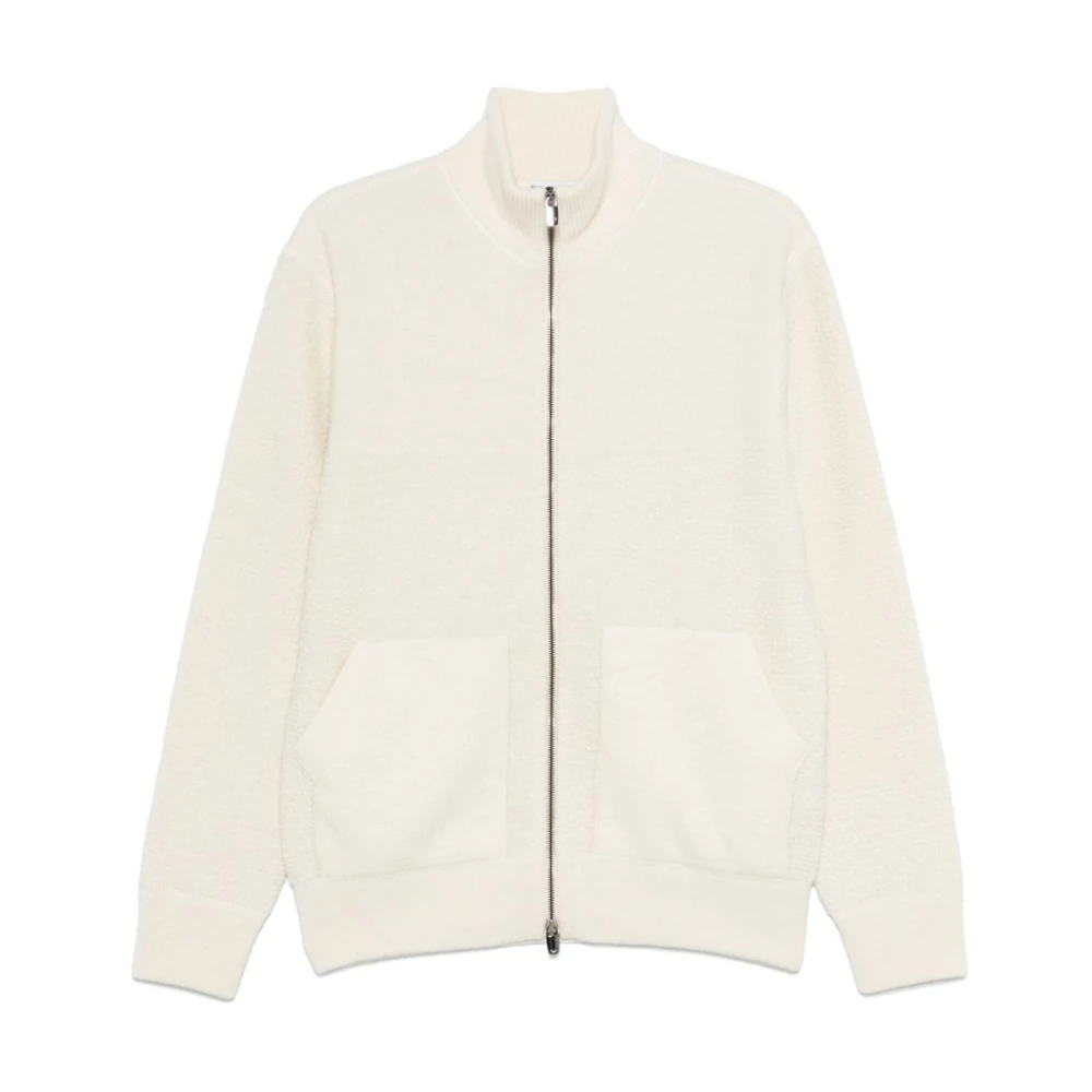 Jacob Cohën Witte Bouclé Rits Sweater White Heren