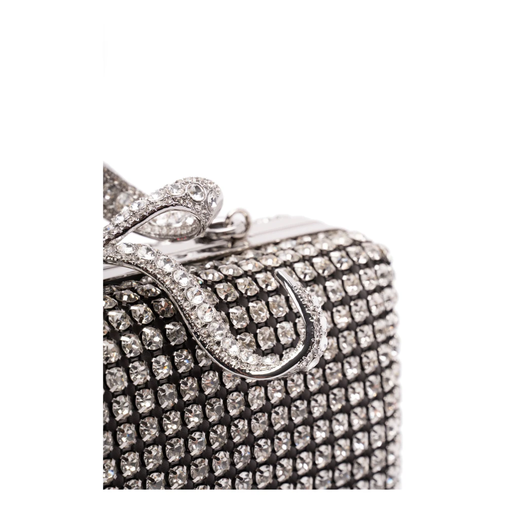 Self Portrait Kristal Strik Clutch Tas Zilver Gray Dames