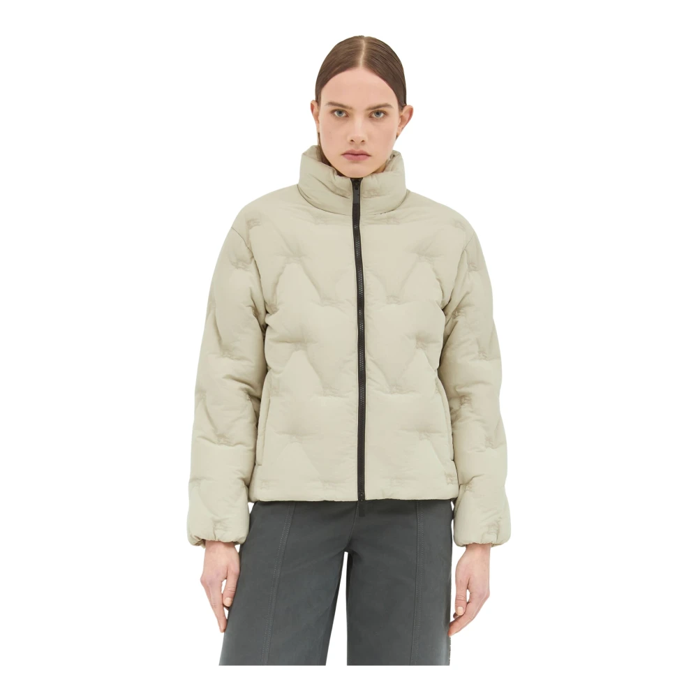 Burberry Gewatteerde Nylon Donsjas met Logo Gray Dames