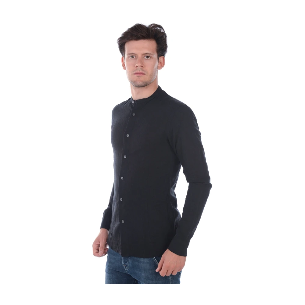 Daniele Alessandrini Slim Fit Koreaans Overhemd Black Heren