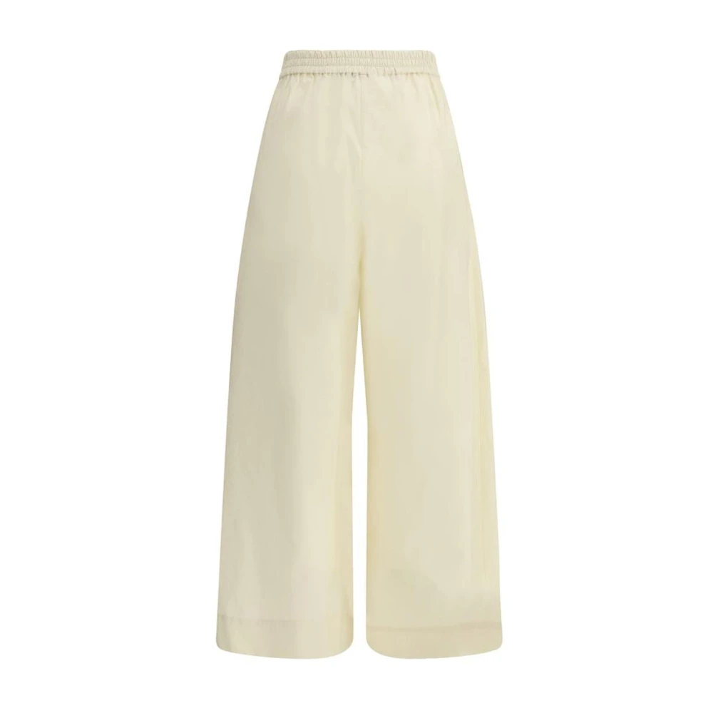 Fabiana Filippi Moderne Wijde Broek met Elastische Tailleband Beige Dames