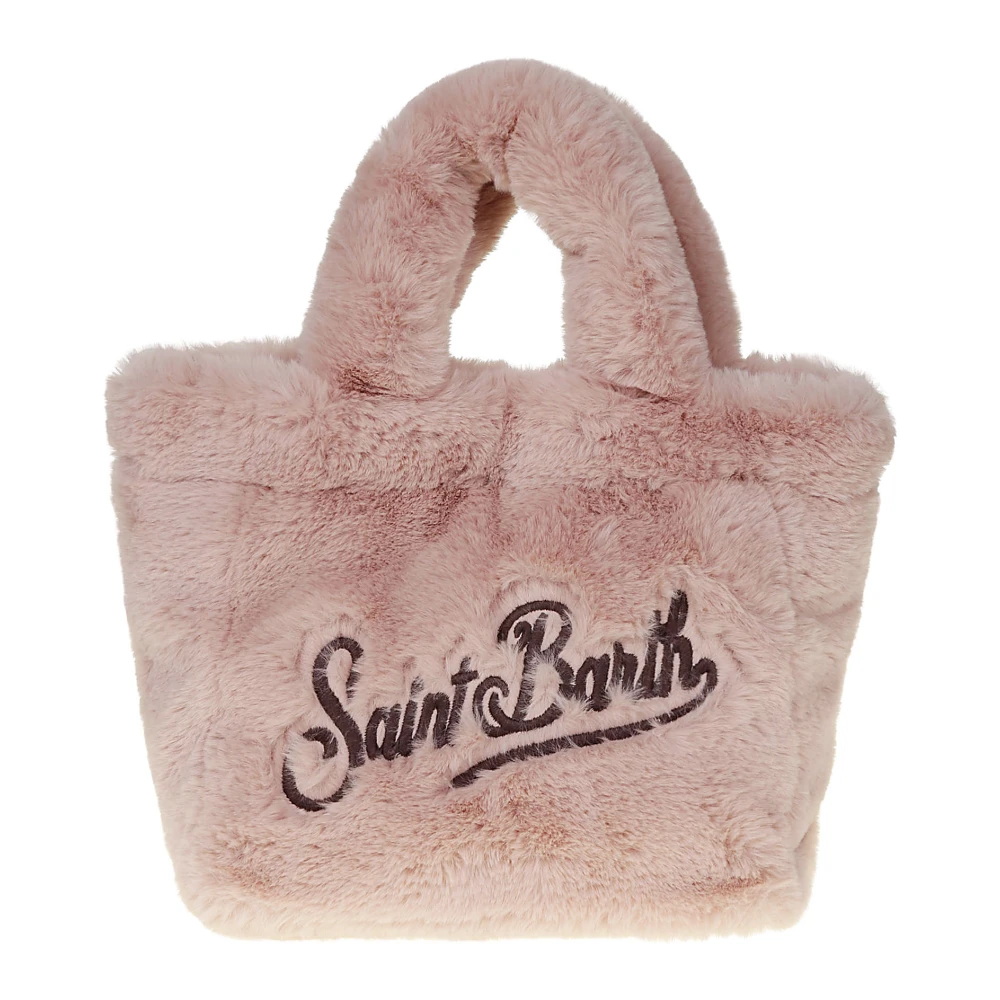 Saint Barth Roze Synthetische Bont Handtas met Geborduurd Logo Pink Dames