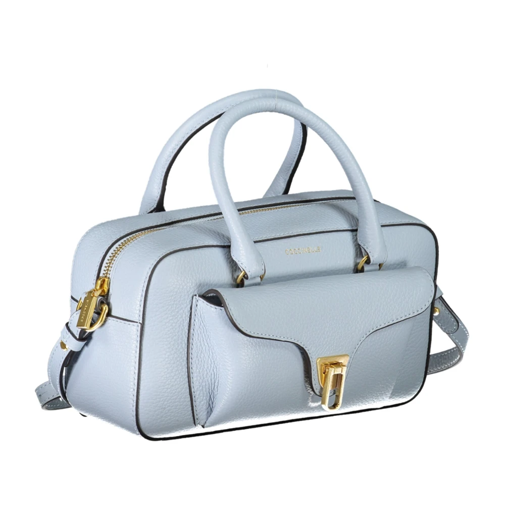 Coccinelle Blauwe Leren Handtas met Handvatten en Verstelbare Riem Blue Dames