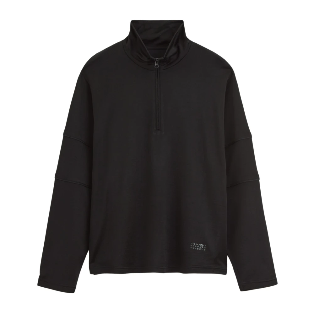 MM6 Maison Margiela Zwarte Katoenen Zip-Up Sweater Black Heren