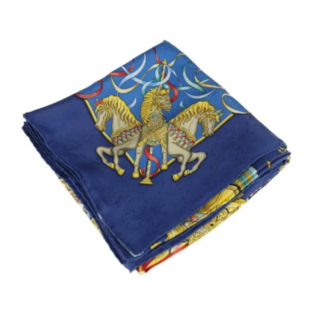 Hermès Vintage Tweedehands Blauwe Zijden Hermès Sjaal Blue Dames