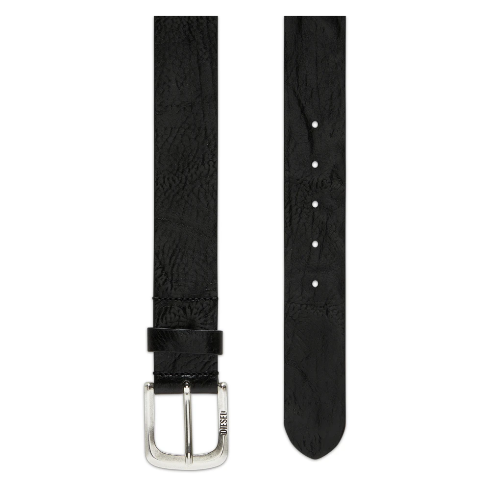 Diesel Textured-leather belt with Jacron Patch Black Heren
