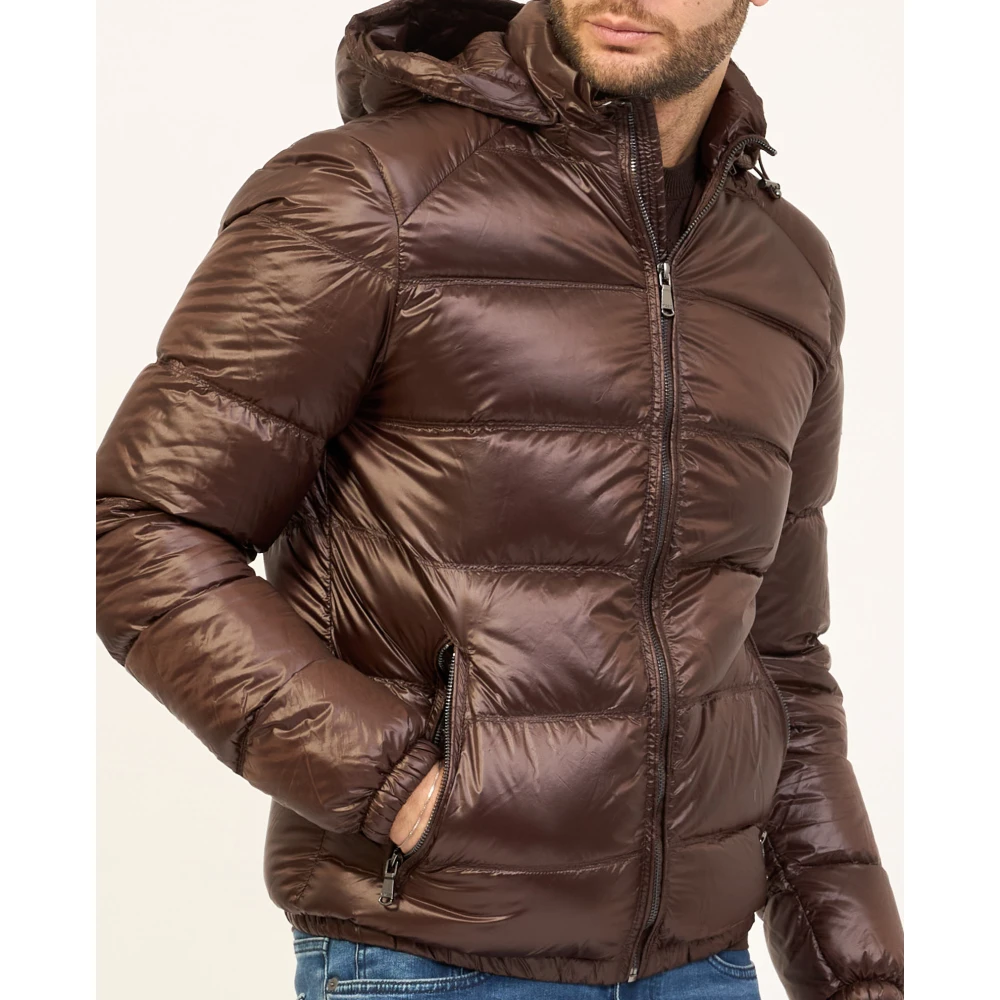 YES ZEE Gewatteerde jas met capuchon voor heren Brown Heren