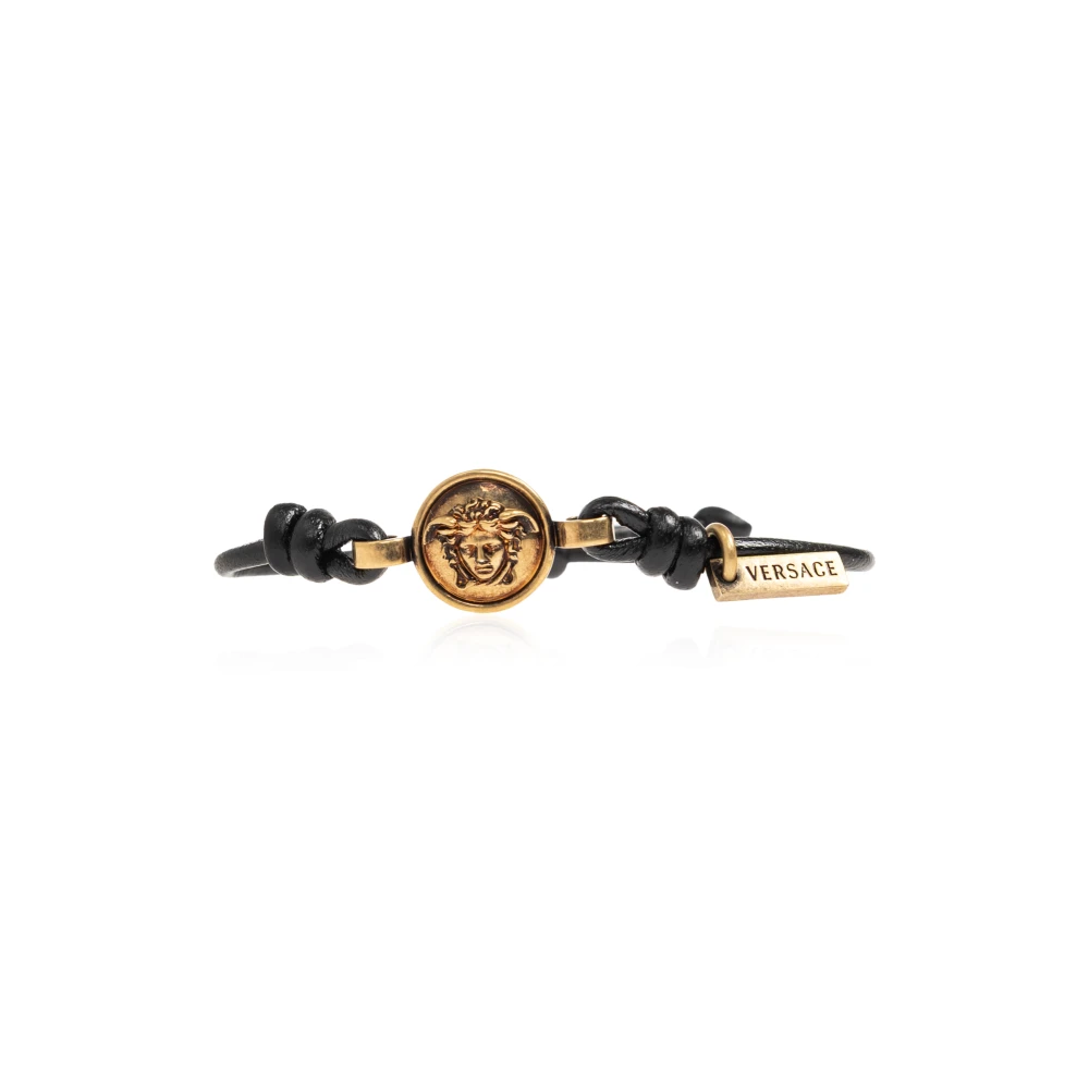 Versace Unisex Schwarz Medusa Lederarmband