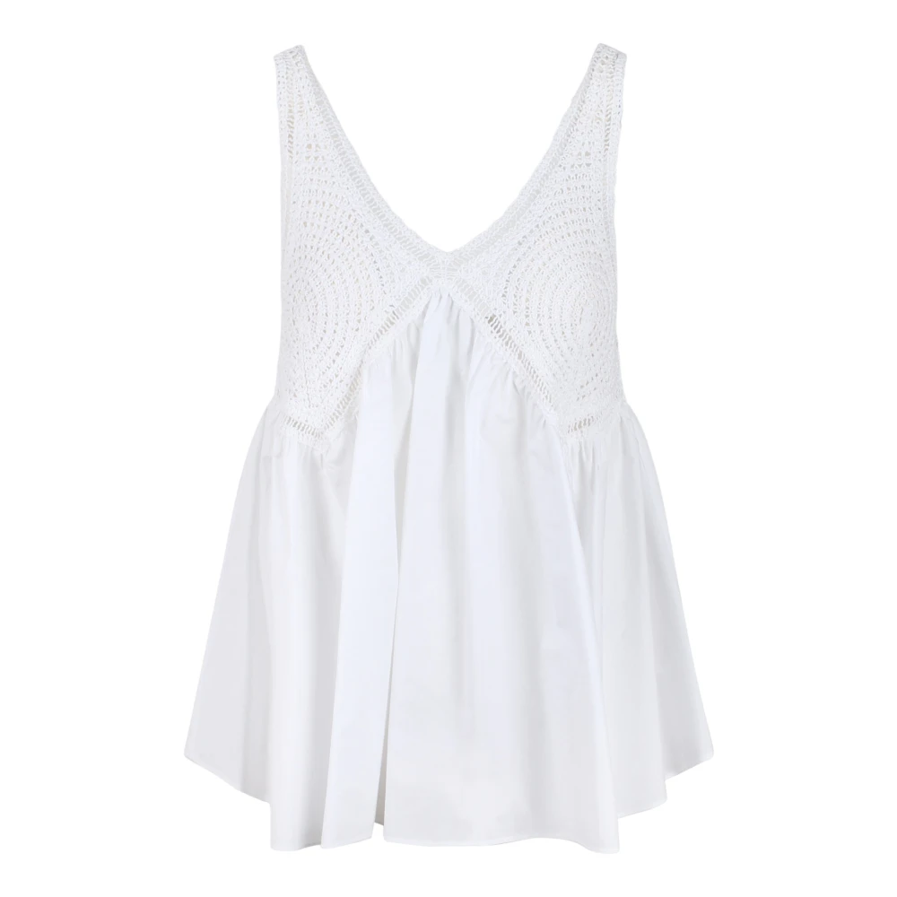 P.a.r.o.s.h. Geborduurde gehaakte top White Dames