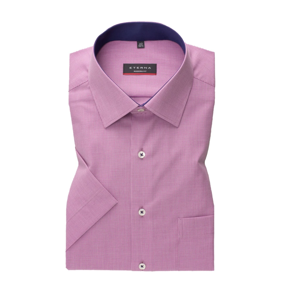 Eterna overhemd korte mouwen Modern Fit normale fit roze effen katoen