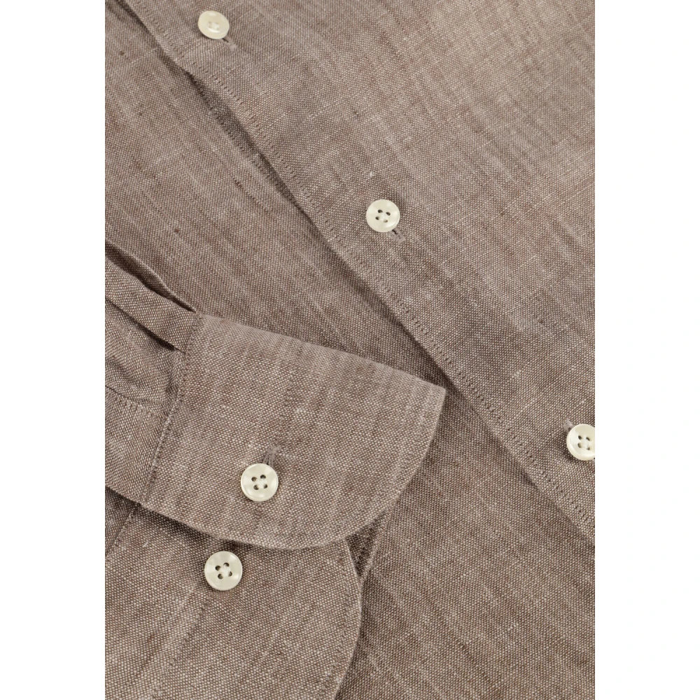 Profuomo Linnen X-Cutaway Overhemd Bruin Brown Heren