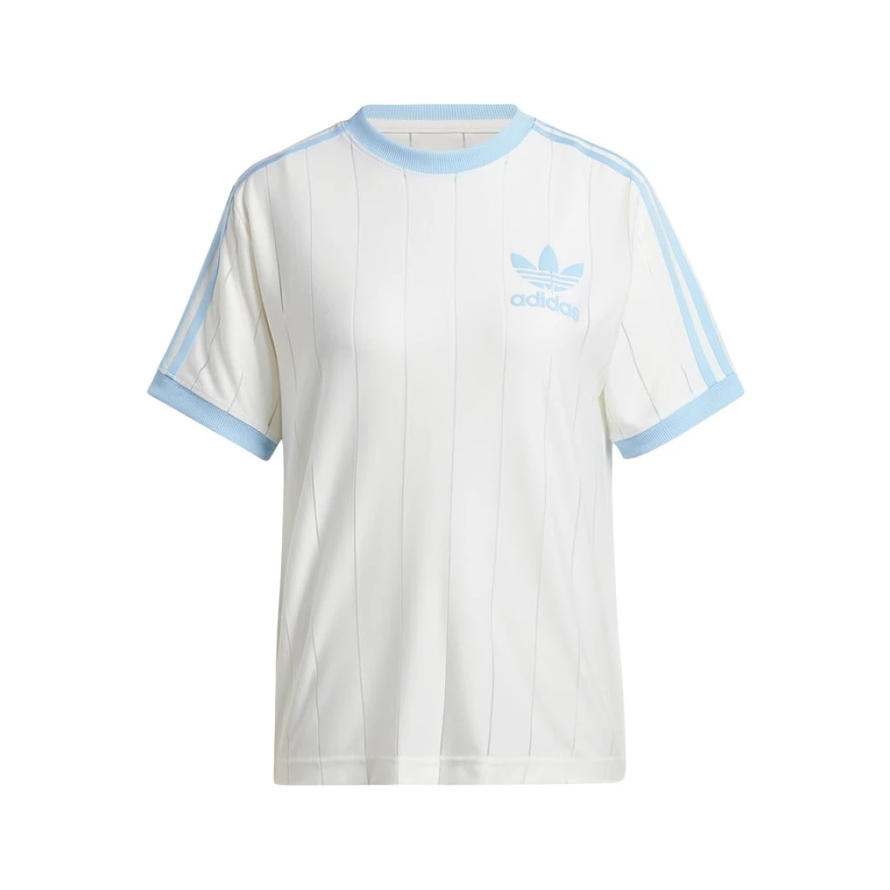 Adidas Originals Retro Velvet Trim Wit Blauw T-shirt White Dames