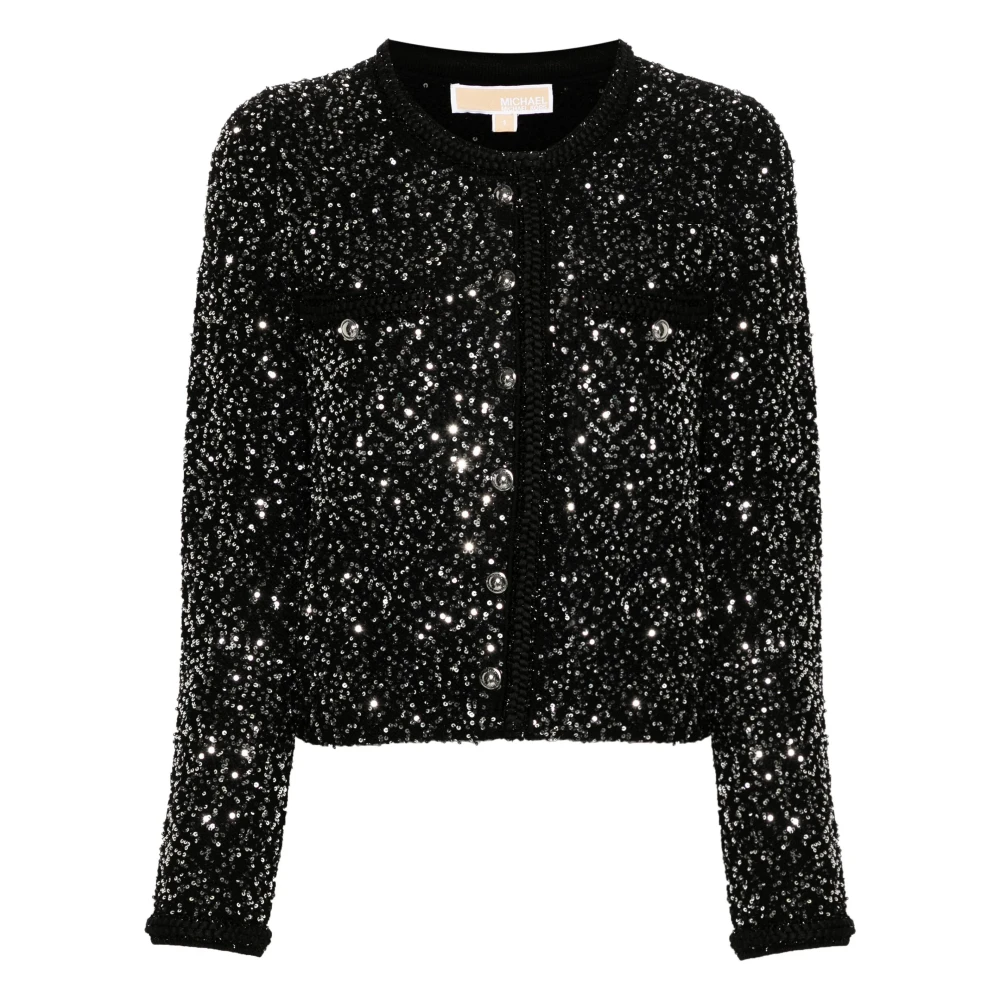 Michael Kors Pailletten jas met knoopsluiting Black Dames