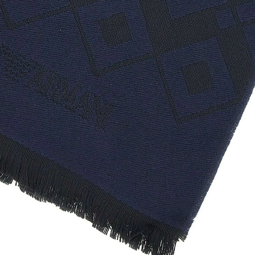 Emporio Armani Heren Blauwe Wollen Sjaal met Logo Blue Heren