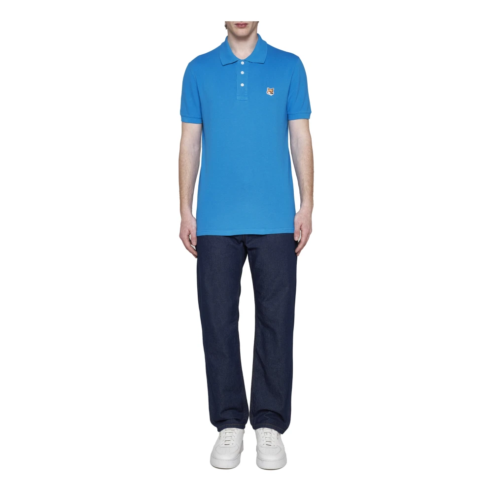 Maison Kitsuné Casual Polo Shirt Blue Heren