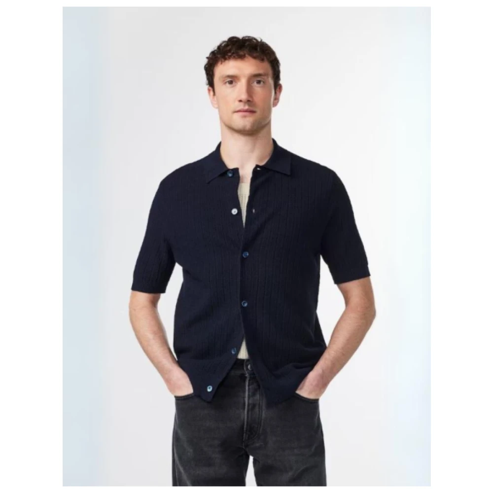Nn07 Kortemouw knooptrui polo Blue Heren