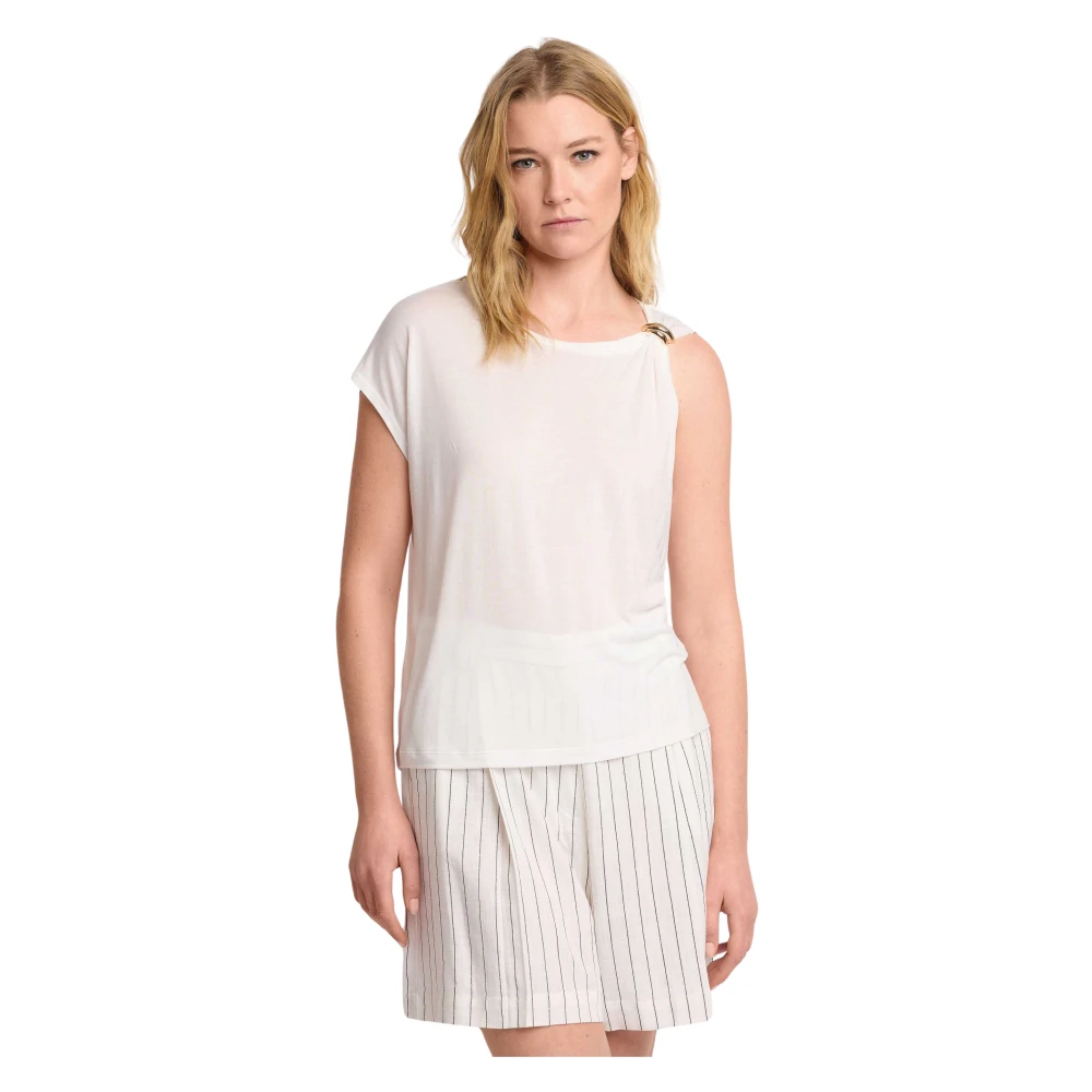 Kocca Women's White T-Shirt Con Dettaglio Gioiello - Sleeveless Tops - Xl - Tops