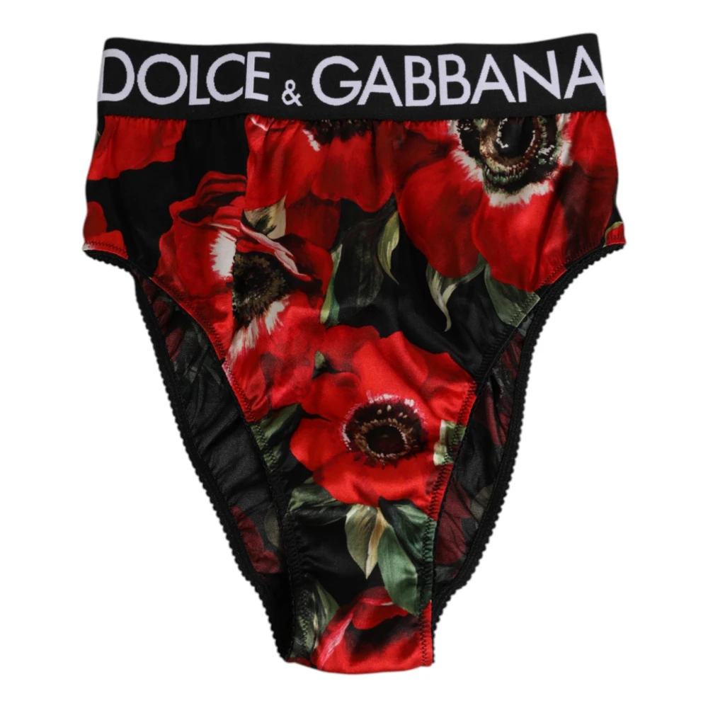Dolce & Gabbana Women's Black Floral High Waist Panty