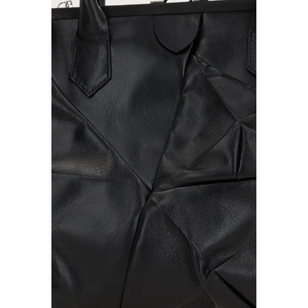 Y-3 Zwarte leren handtas met zilveren hardware Black Dames