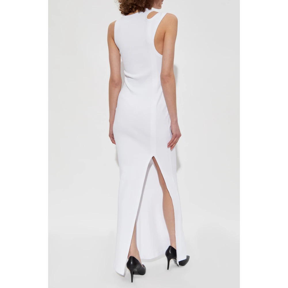 Versace Jeans Couture Geribbelde bandjurk White Dames