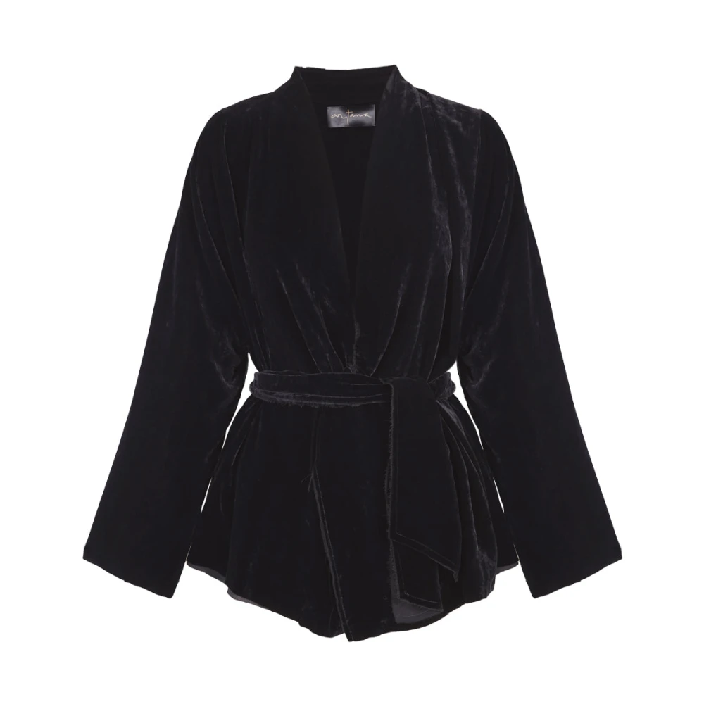 Cortana Roisin zwart fluwelen jas Black Dames