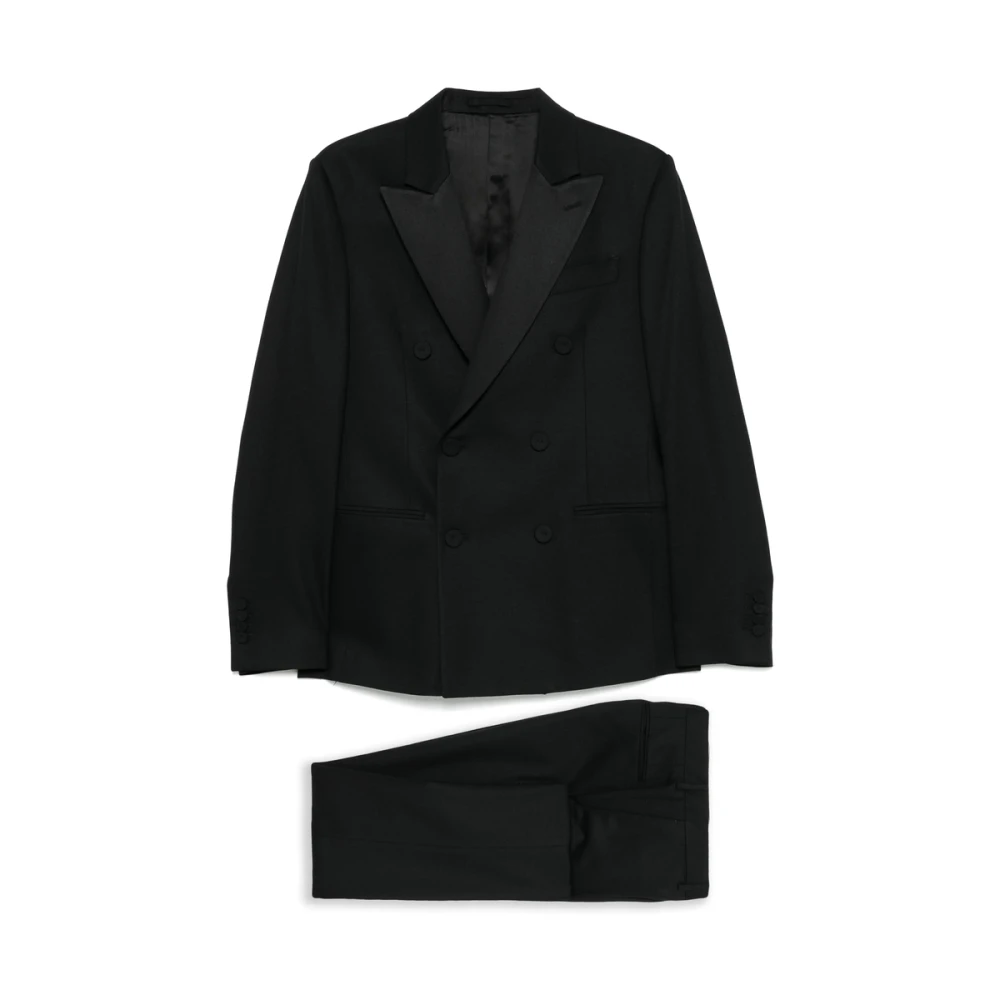 Lardini Zwart pak met verborgen voorknoop Black Heren