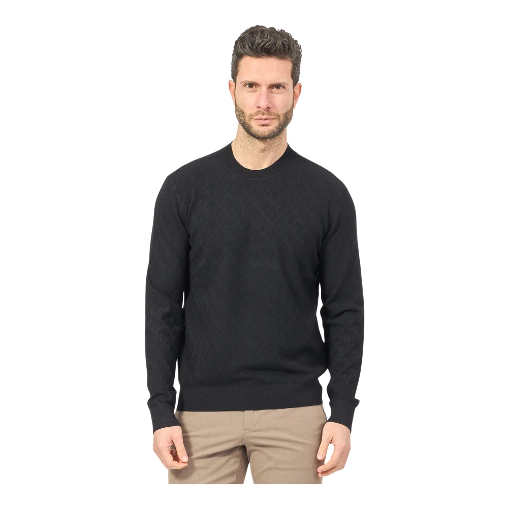 Armani Exchange Blauwe trui met tonale logoprint Blue Heren