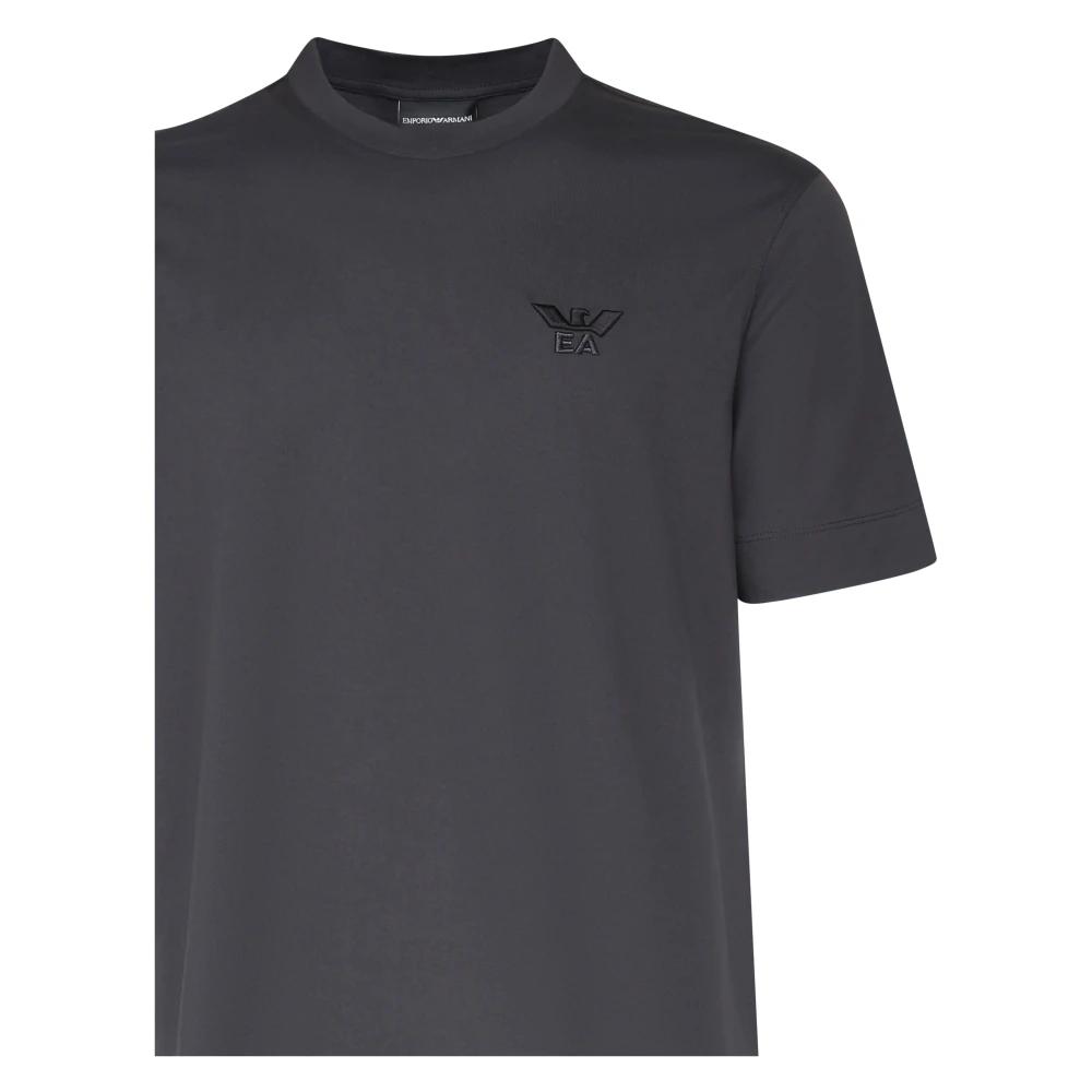Emporio Armani Grijze Katoenen T-shirt Ronde Kraag Korte Mouwen Gray Heren