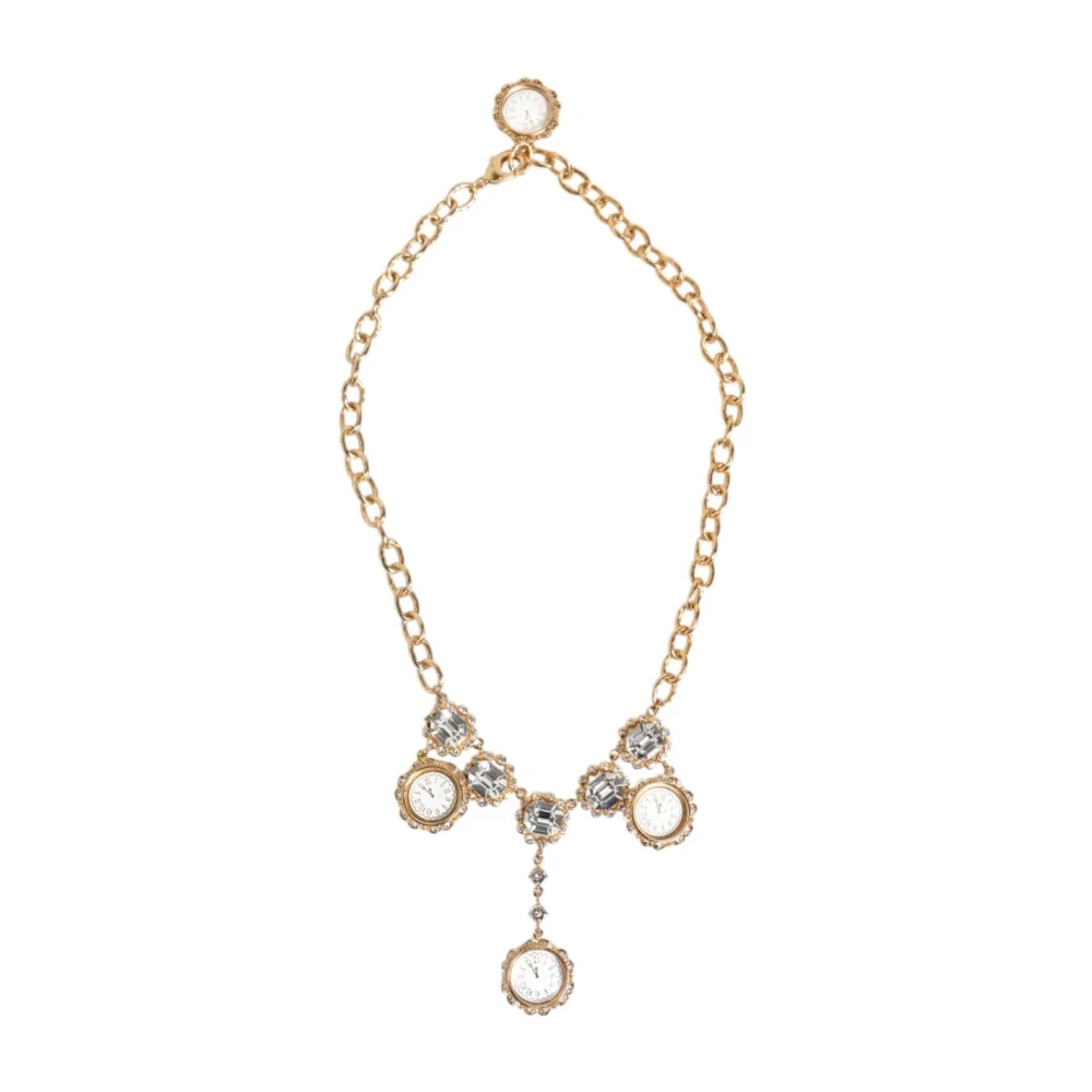 Dolce & Gabbana Crystal Clock Pendant Necklace - Female - Necklaces - Yellow - One Size - Accessories