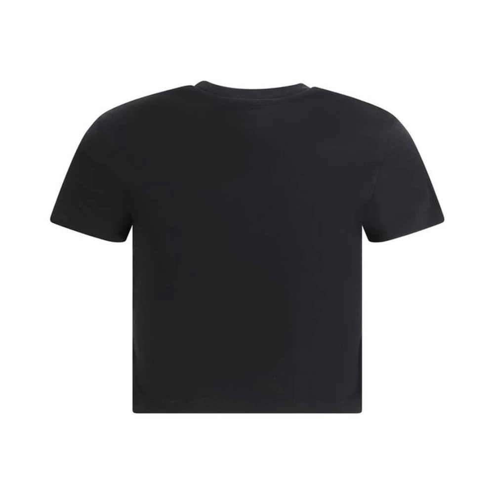 Amiri Geborduurd Logo Crop Katoenen T-shirt Black Dames