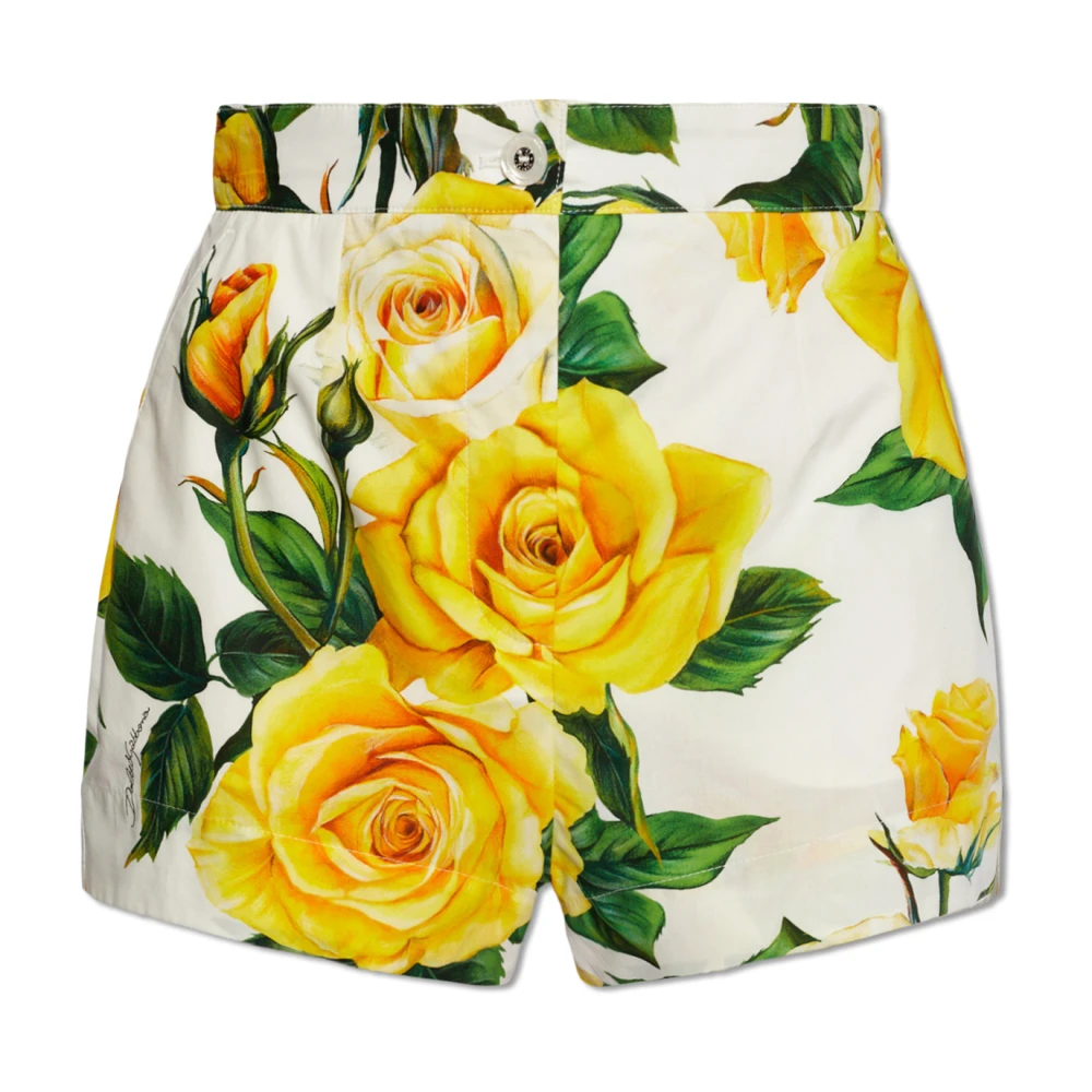 Dolce & Gabbana Shorts met Hoge Taille en Rozenprint Multicolor Dames