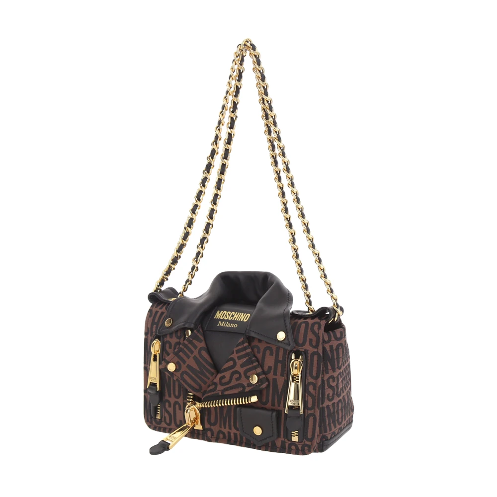 Moschino Jacquard Biker Tas in Bruin Brown Dames