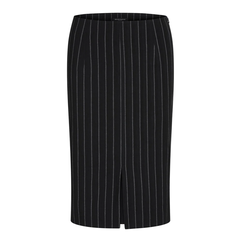 Bruuns Bazaar Zwarte Gestreepte Kokerrok met Lurex Black Dames