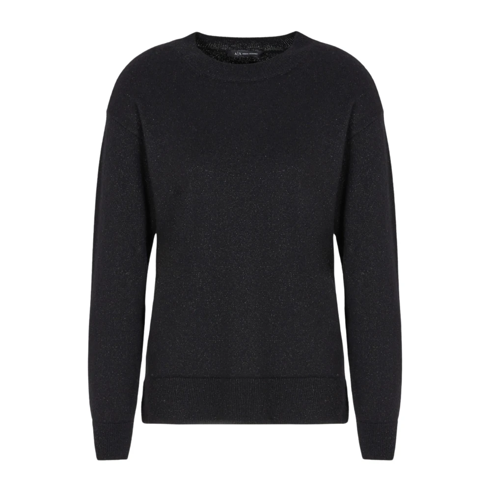 Armani Exchange Men's Black Crewneck Jumper - Round-Neck Knitwear - M - Knitwear