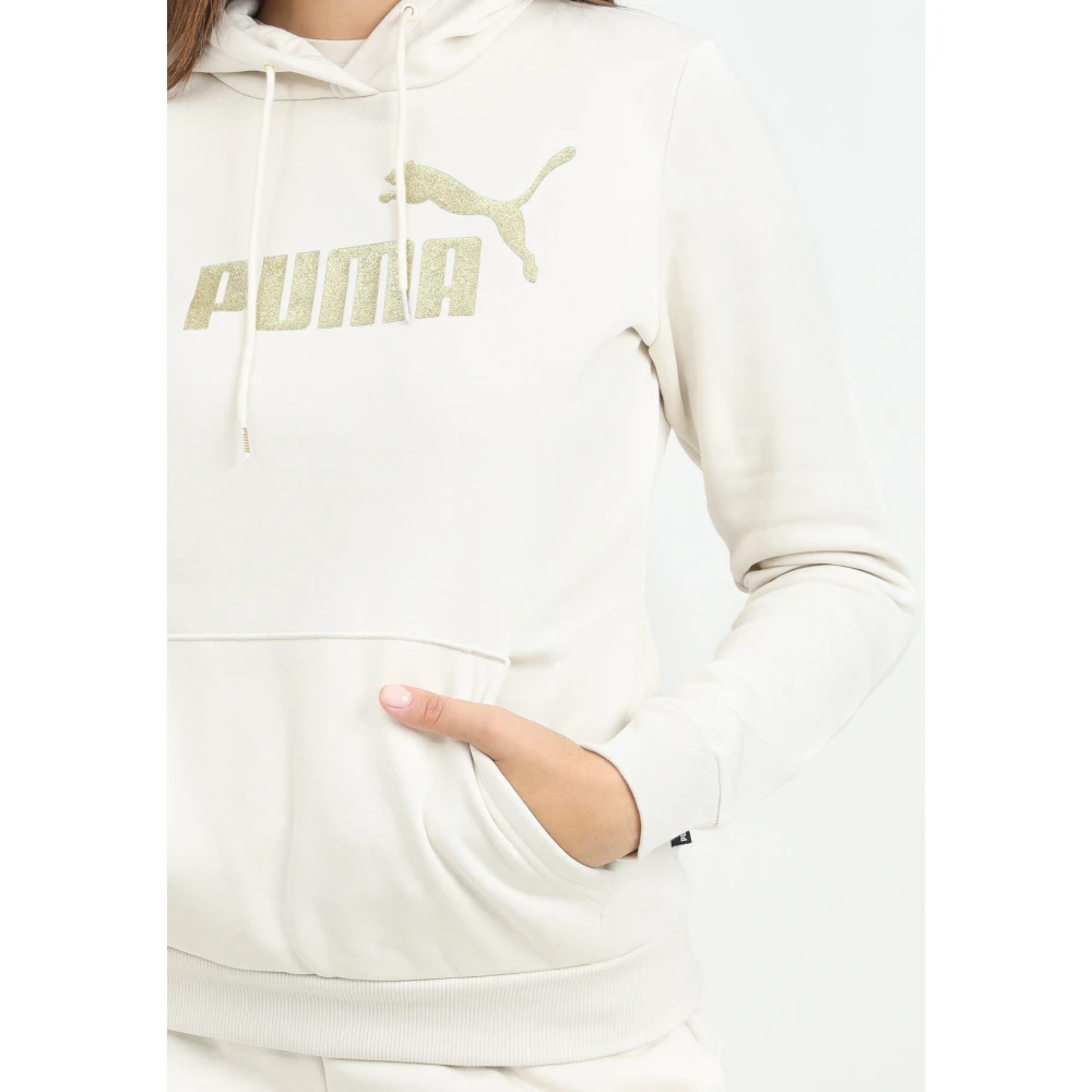 Puma Glitter Logo Hoodie Wit Vrouwen White Dames