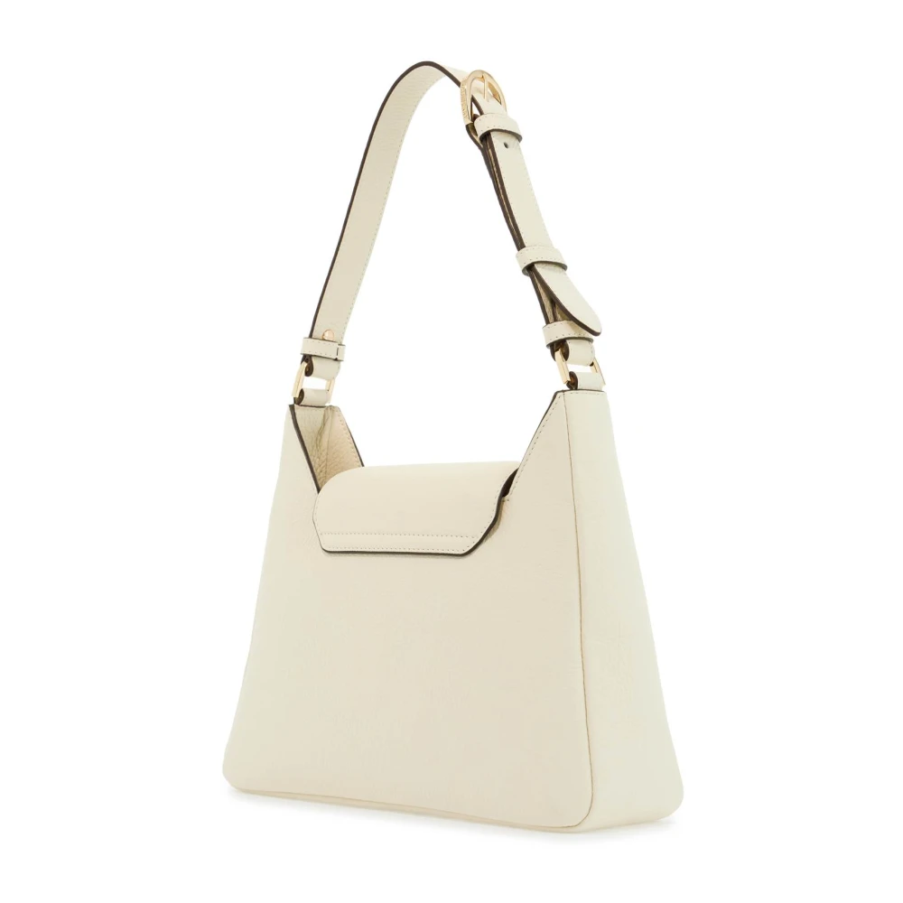 Strathberry Vanilla Kalfsleren Schoudertas met Strakke Lijnen Beige Dames