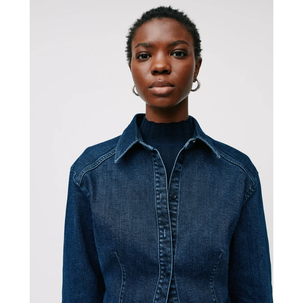 IVY OAK Gebogen Denim Blouse met Gewassen Look Blue Dames