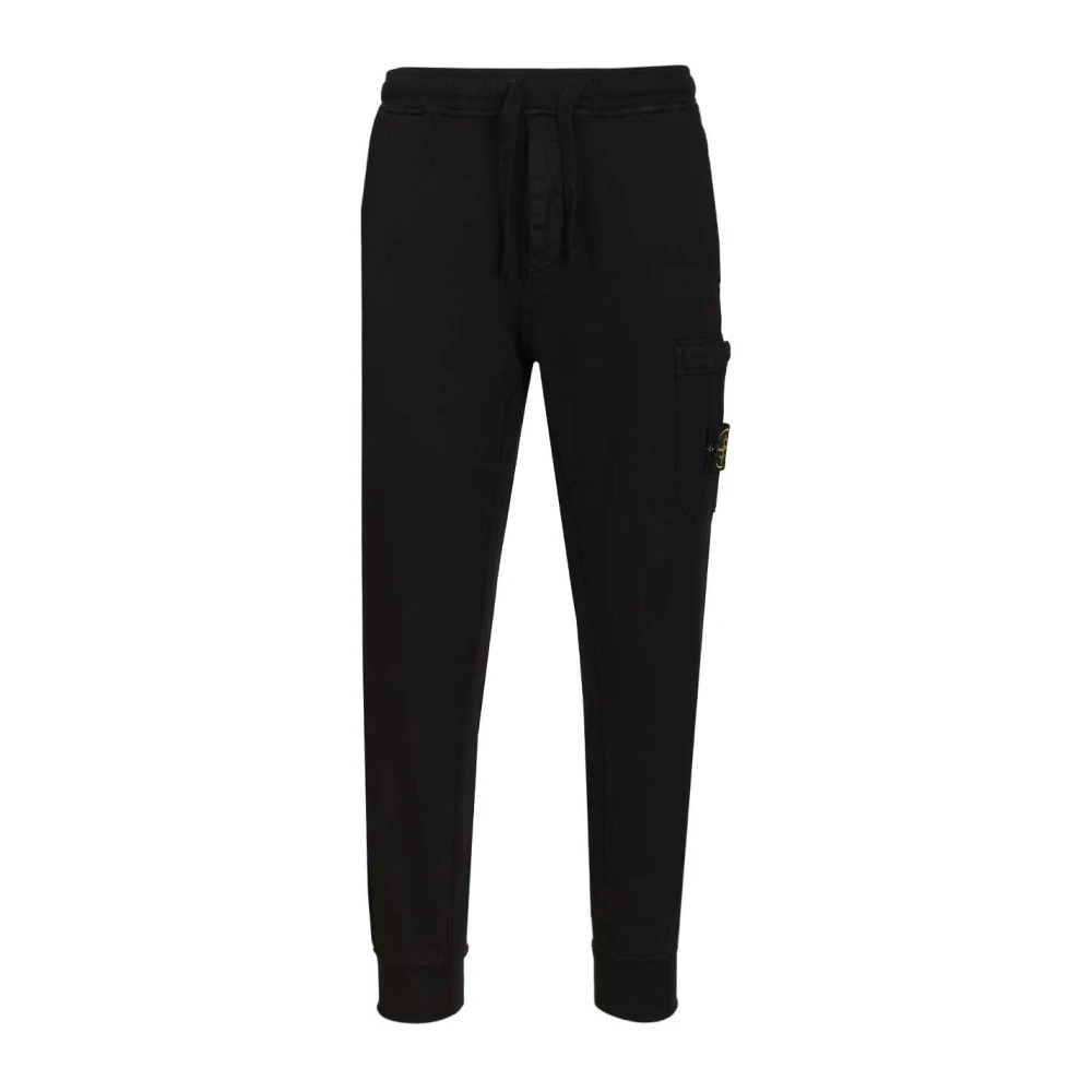 Stone Island Black Sweatpants, Male, Xl, Fleece Jogger Trousers
