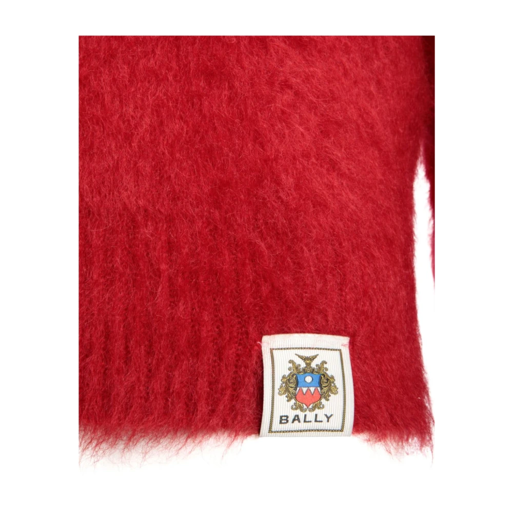 Bally Mohair Zijde Gestreepte Trui Red Heren
