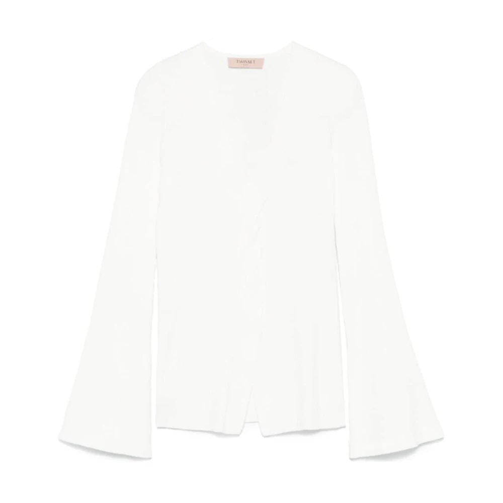 Twinset Witte V-hals trui met twist-details White Dames
